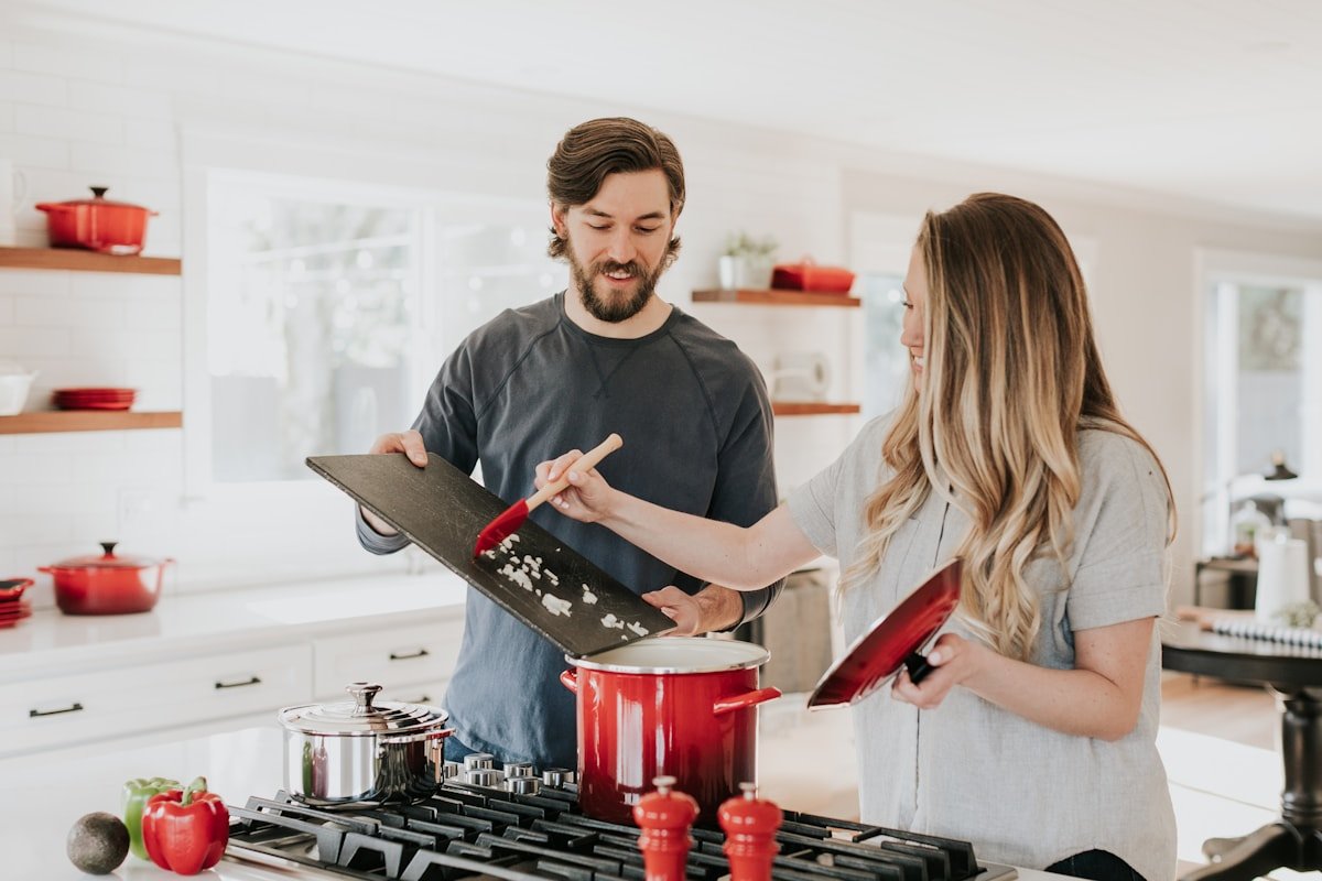 Clean small kitchen scene for organization guides